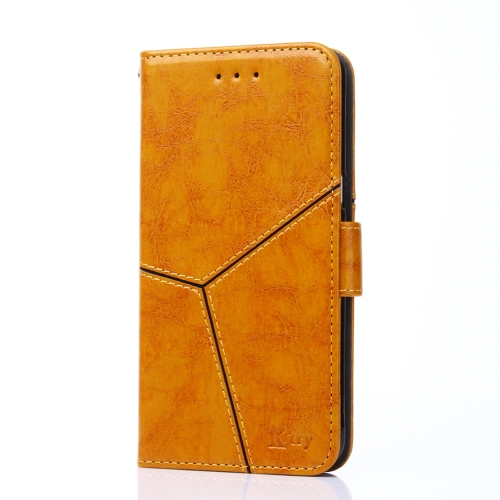 Geometric Stitching Horizontal Flip TPU + PU Leather Case with Holder & Card Slots & Wallet For iPhone XR(Yellow)
