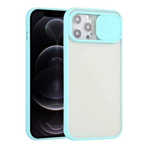 Sliding Camera Cover Design TPU Protective Case For iPhone 12 Pro(Sky Blue)