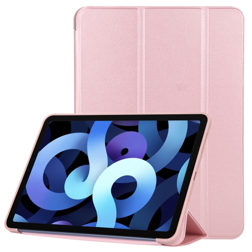 TPU Three-fold Horizontal Flip Smart Leather Case with Sleep / Wake-up Function & Holder For iPad Air (2020) 10.9(Rose Gold)