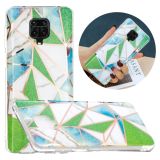 For Xiaomi Redmi Note 9 Pro Flat Plating Splicing Gilding Protective Case(Green Triangle)
