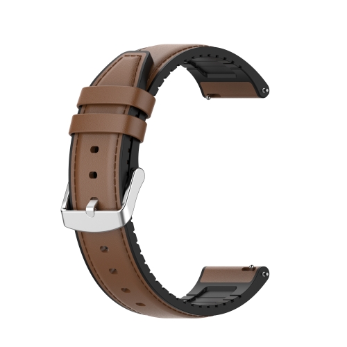 20mm Silicone Leather Replacement Strap Watchband for Huawei Watch GT 2 42mm(Brown)