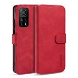 For Xiaomi Mi 10T / 10T Pro DG.MING Retro Oil Side Horizontal Flip Case with Holder & Card Slots & Wallet(Red)