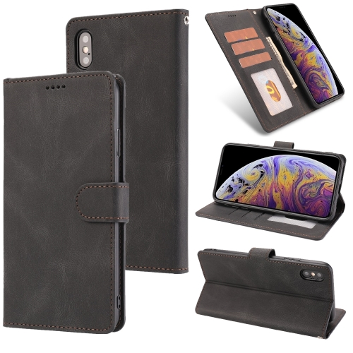 Fantasy Classic Skin-feel Calfskin Texture Magnetic Buckle Horizontal Flip PU Leather Case with Holder & Card Slot & Wallet For iPhone XS / X(Black)