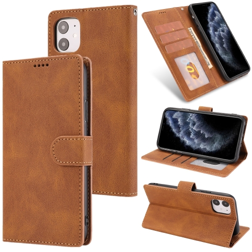 Fantasy Classic Skin-feel Calfskin Texture Magnetic Buckle Horizontal Flip PU Leather Case with Holder & Card Slot & Wallet For iPhone 11(Brown)