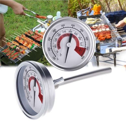 Stainless Steel Oven Thermometers BBQ Smoker Pit Grill Bimetallic Thermometer Temp Gauge Cooking Tools with Dual Display & Anti-fog Glass