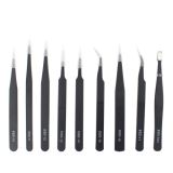 JIAFA JF-8118 9 in 1 Anti-static Precision Tweezers Set with Bag(Black)