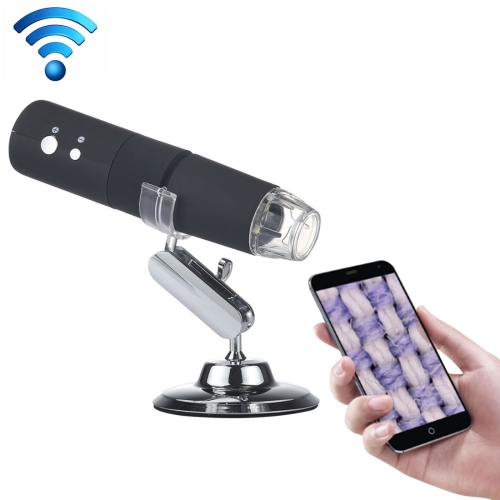 50X~1000X Magnifier HD Image Sensor 1920x1080P USB WiFi Digital Microscope with 8 LED & Professional Stand (Black)
