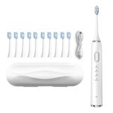 Original Lenovo B002.2-C10BH USB Charging Wireless Sonic Electric Toothbrush with 10 Antibacterial Brush Heads & Storage Box