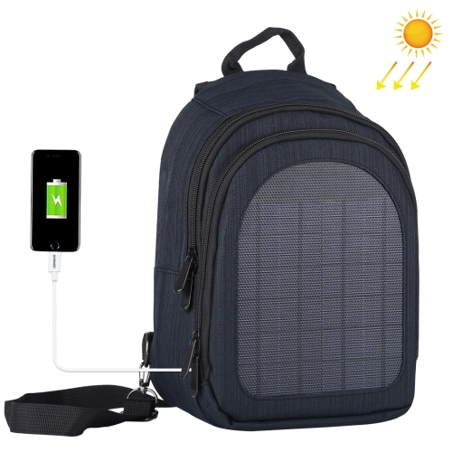 HAWEEL 5V Solar Panel Power Single & Double Shoulder Backpack Bag(Black)
