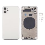 Back Housing Cover with SIM Card Tray & Side keys & Camera Lens for iPhone 11(White)