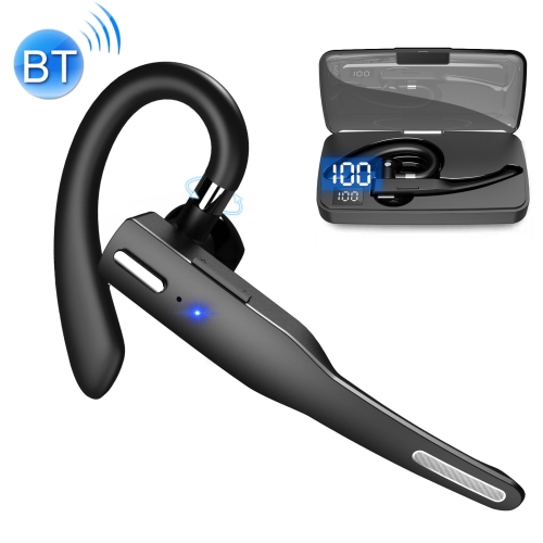 YYK-525 Single Rotatable Earhook Noise Cancelling Wireless Bluetooth Earphone with Charging Box & Digital Display