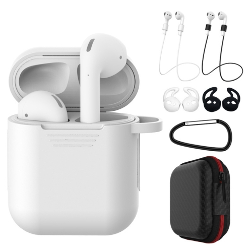 7 PCS Wireless Earphones Shockproof Silicone Protective Case for Apple AirPods 1 / 2(White + Black)