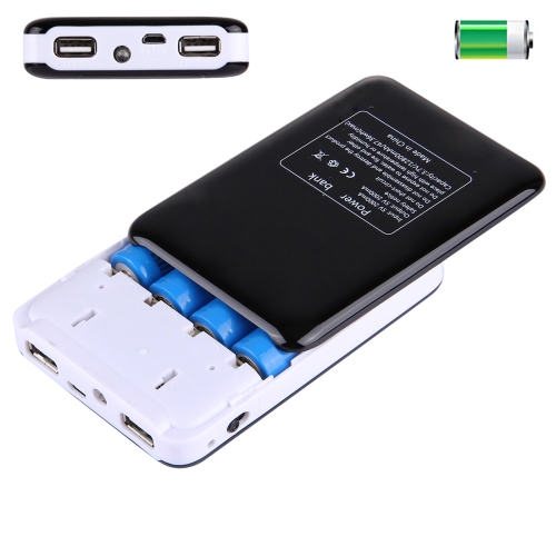 Portable High-efficiency 4 x 18650 Batteries Plastic Power Bank Shell Box with Dual USB Output & Heat Dissipation Hole