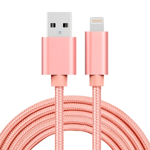 2m 3A Woven Style Metal Head 8 Pin to USB Data / Charger Cable