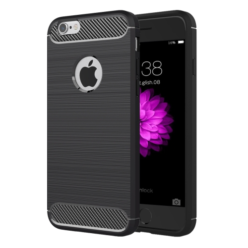 For iPhone 6 & 6s Brushed Texture Fiber TPU Rugged Armor Protective Case(Black)