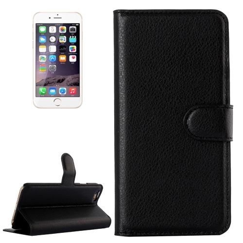 For iPhone 6 & 6s Litchi Texture Horizontal Flip Leather Case with Holder & Card Slots & Wallet(Black)