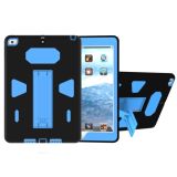 For iPad 9.7 (2018) & iPad 9.7 (2017) PC+Silicone Shockproof Protective Back Cover Case With Holder (Blue + Black)