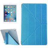 For iPad 9.7 (2018) & iPad 9.7 (2017) & iPad Air Silk Texture Horizontal Deformation Flip Leather Case with Three-folding Holder(Blue)