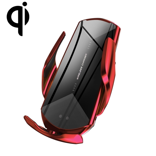 Q2 15W Universal Rotation Infrared Induction Magnetic Car Wireless Charging Mobile Phone Holder with Micro USB + 8 Pin + Type-C / USB-C Magnetic Connector (Red)