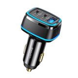 USAMS CC141 C24 105W Dual Type-C + USB 3 Ports Fast Car Charger(Black)