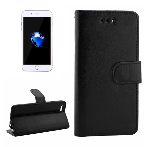 For  iPhone 8 & 7  Crazy Horse Texture Horizontal Flip Leather Case with Holder & Card Slots & Wallet & Photo Frame (Black)