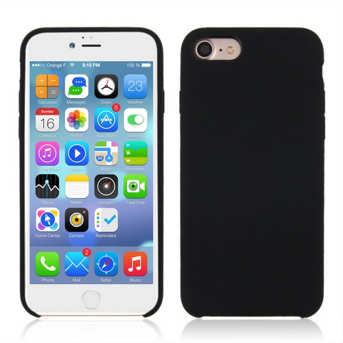 For iPhone SE 2020 & 8 & 7 Pure Color Liquid Silicone + PC Shockproof Defender Case(Black)