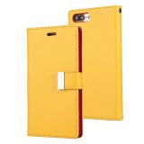 GOOSPERY RICH DIARY for iPhone 8 Plus & 7 Plus   PU + TPU Crazy Horse Texture Horizontal Flip Leather Case with Card Slots & Wallet(Yellow)
