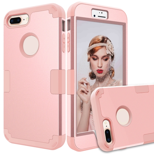 For iPhone 8 Plus & 7 Plus   Separable contrast color PC + Silicone Combination Case(Rose Gold)