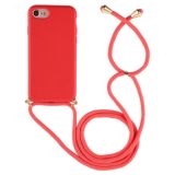 For iPhone SE 2020 / 8 / 7 TPU Anti-Fall Mobile Phone Case With Lanyard(Red)