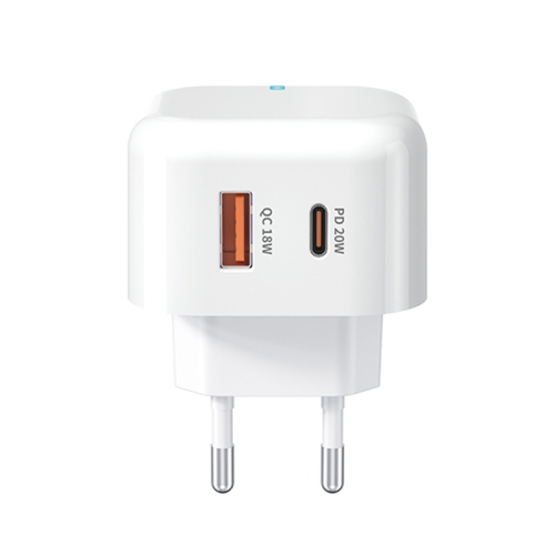 WK WP-U117 20W Type-C / USB-C + USB Fast Charging Travel Charger Power Adapter with Light