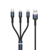 WK WDC-1191.2m 2.4A 3 in 1 USB to 8Pin + Micro USB + USB-C / Type-C Fython Luminous Charging Cable(Black)