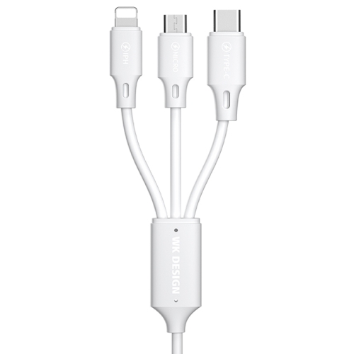 WK WDC-103 3A 3 In 1 8 Pin + Micro USB + Type-C / USB-C Fullspeed Pro Charging Data Cable