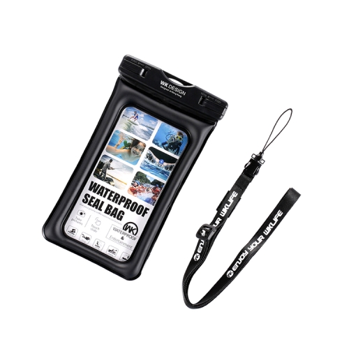 WK WT-Q01 Waterproof Bag with Lanyard for Smart Phones 6.5 inch or Below(Black)