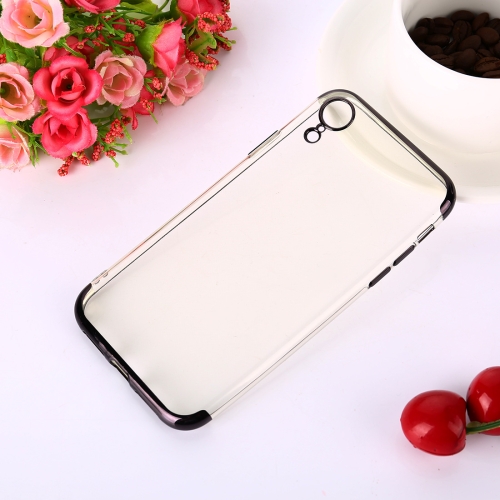 Three Sections Electroplating Side TPU Protective Back Case for iPhone XR(Black)