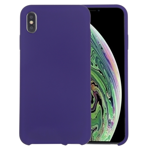 Four Corners Full Coverage Liquid Silicone Protective Case Back Cover for iPhone XS Max(Dark Purple)