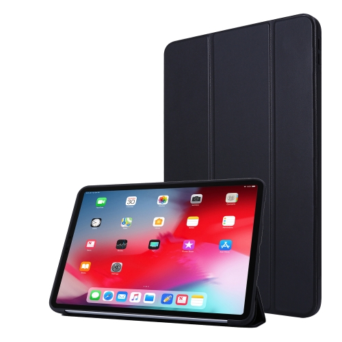 For iPad Pro 11 (2020) PC + PU Leather Case with Three-folding Holder(Black)