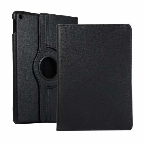 For iPad 10.2 / iPad Air 2019 10.5 / iPad 10.2 2020 Litchi Texture Horizontal Flip 360 Degrees Rotation Leather Case(Black)
