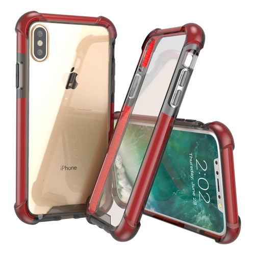 For   iPhone X / XS   PC + TPU Drop-proof Protective Back Cover Case (Wine Red)