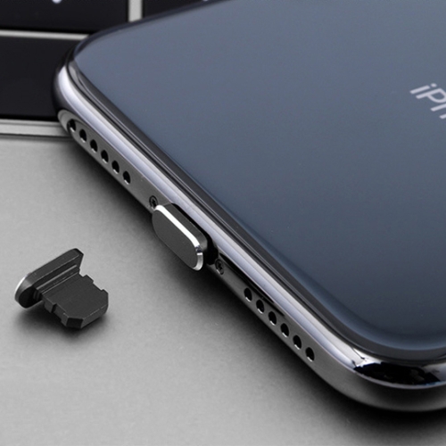 Universal 8 Pin Charging Port Metal Anti-Dust Plug for iPhone(Black)