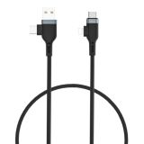 WIWU PT06 4 in 1 USB + USB-C / Type-C to USB-C / Type-C + 8 Pin Platinum Data Cable