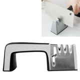 4 in 1 Stainless Steel Knife Sharpener Four Section Hand-held Quick Sharpening Tool with Non Slip Handle(Black)