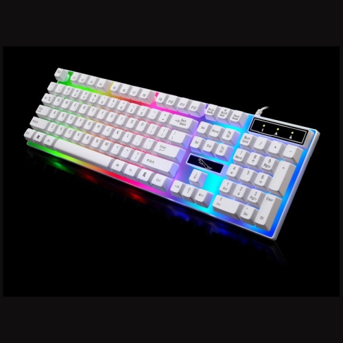 ZGB G21 104 Keys USB Wired Mechanical Feel Colorful Backlight Office Computer Keyboard Gaming Keyboard(White)