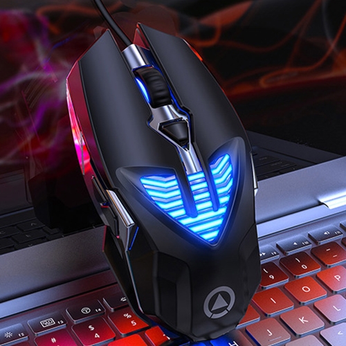 YINDIAO G4 3200DPI 4-modes Adjustable 7-keys RGB Light Programmable Wired Gaming Mouse (Black)
