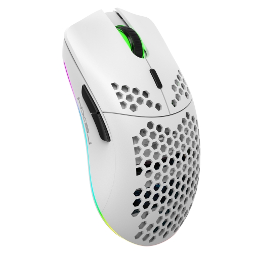 HXSJ T66 7 Keys Colorful Lighting Programmable Gaming Wireless Mouse (White)