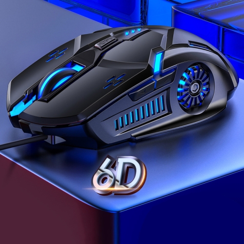 YINDIAO G5 3200DPI 4-modes Adjustable 6-keys RGB Light Wired Gaming Mouse (Black)