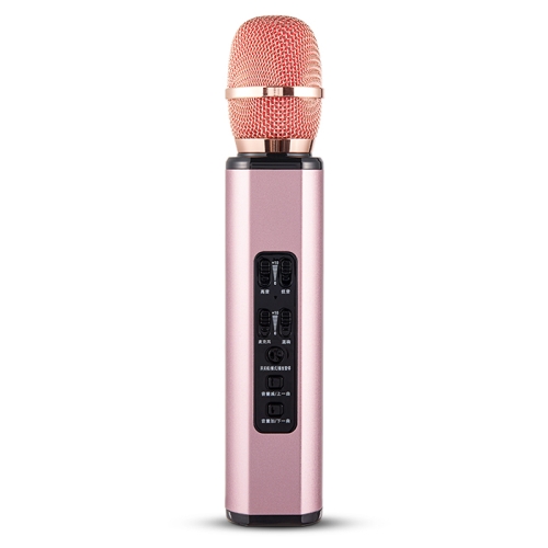 K6 Bluetooth 4.2 Karaoke Live Stereo Sound Wireless Bluetooth Condenser Microphone (Rose Gold)