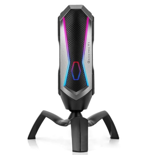 Yanmai T1 360-degree Free Rotation Cardioid Pointing Condenser Gaming Microphone with RGB Colorful Lighting & Pluggable USB-C / Type-C Cable