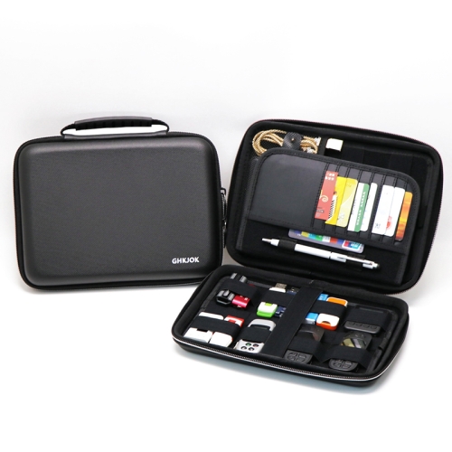 GHKJOK GH1322 Portable Hard Drive Case Bag Waterproof Shockproof Electronic Accessories Storage Bag (Black)