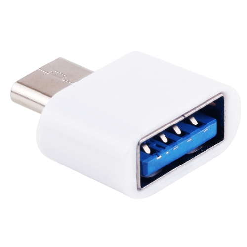 Plastic USB-C / Type-C Male to USB 2.0 Female OTG Data Transmission Charging Adapter(White)