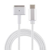 45W / 60W / 65W / 85W 5 Pin MagSafe 2 (T-Shaped) to USB-C / Type-C PD Charging Cable(White)